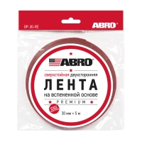 Лента двухсторонняя на вспененной PE основе белая Премиум (30 мм х 5 м) ABRO