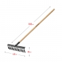 GRINDA GS-14 WOOD, 445 х 95 х 1300 мм, 14 витых зубцов, углеродистая сталь, антикор. покрытие, черенок дерев. высш. сорт, садовые грабли(39581-14) в магазине Labirintpokupok.ru