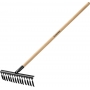 GRINDA GS-14 WOOD, 445 х 95 х 1300 мм, 14 витых зубцов, углеродистая сталь, антикор. покрытие, черенок дерев. высш. сорт, садовые грабли(39581-14) в магазине Labirintpokupok.ru