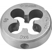 ЗУБР М12 x 1.25 мм, сталь 9ХС, плашка круглая ручная (4-28022-12-1.25)