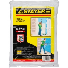 STAYER 4 м, 12,5 м, 12 мкм, защитная укрывочная пленка (1225-15-12)