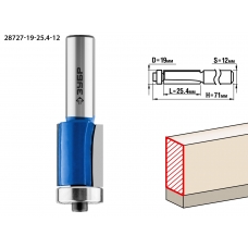 ЗУБР 19 x 25.4 мм, хвостовик 12 мм, фреза кромочная с нижним подшипником, Профессионал (28727-19-25.4-12)