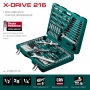 KRAFTOOL X Drive, 216 предм., (1/2″+3/8″+1/4″), универсальный набор инструмента (27888-H216) в магазине Labirintpokupok.ru