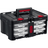 KETER STACKNROLL, 481 х 332 х 233 мм, (19″), пластиковый ящик с 3 органайзерами и 18 ячейками (38406)