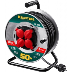 KRAFTOOL K-315, КГ, 3 x 1.5 мм2, 50 м, 3700 Вт, IP44, силовой удлинитель на стальной катушке (55085-50)