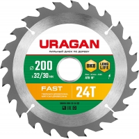 URAGAN Fast, 200 х 32/30 мм, 24Т, пильный диск по дереву (36800-200-32-24)