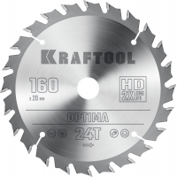 KRAFTOOL Optima, 160 х 20 мм, 24Т, пильный диск по дереву (36951-160-20)