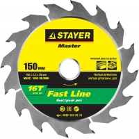 STAYER Fast Line, 150 x 20/16 мм, 16T, быстрый рез, пильный диск по дереву (3680-150-20-16)