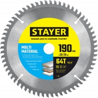 STAYER Multi Material, 190 х 30/20 мм, 64Т, супер чистый рез, пильный диск по алюминию (3685-190-30-64)