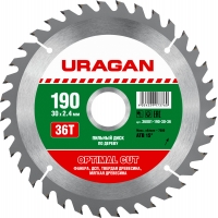 URAGAN Optimal cut, 190 х 30/20 мм, 36Т, пильный диск по дереву (36801-190-30-36)