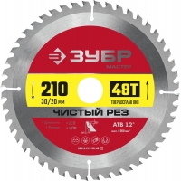 ЗУБР Чистый рез, 210 x 30/20 мм, 48Т, пильный диск по дереву (36914-210-30-48)