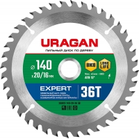 URAGAN Expert, 140 х 20/16 мм, 36Т, пильный диск по дереву (36802-140-20-36)