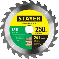 STAYER Fast, 250 x 32/30 мм, 24Т, быстрый рез, пильный диск по дереву (3680-250-32-24)