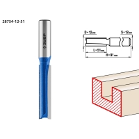 ЗУБР 12 x 51 мм, хвостовик 12 мм, фреза пазовая прямая. удлиненная, Профессионал (28754-12-51)